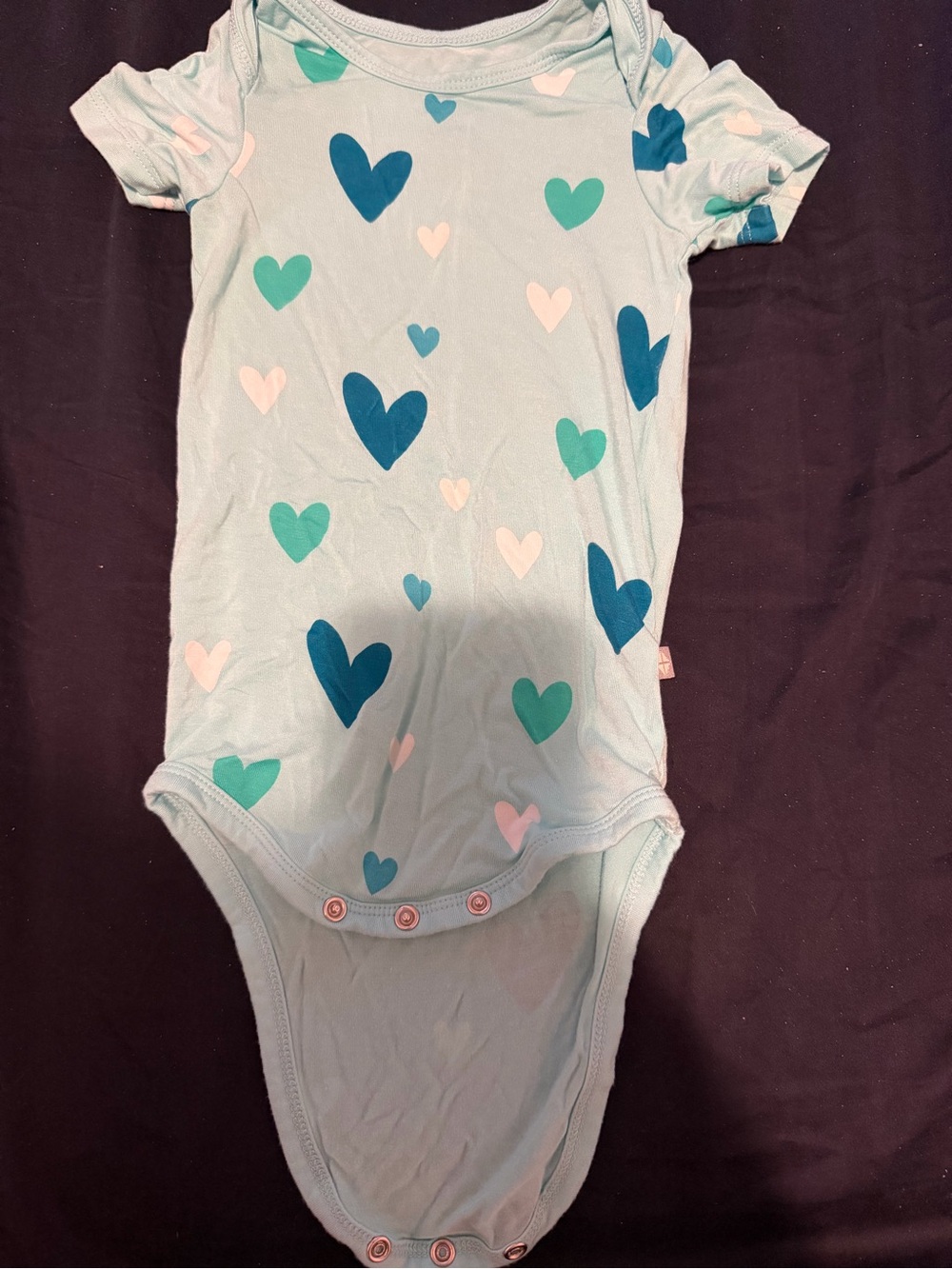 Kyte BABY Light Teal Hearts One-Piece Bodysuit
